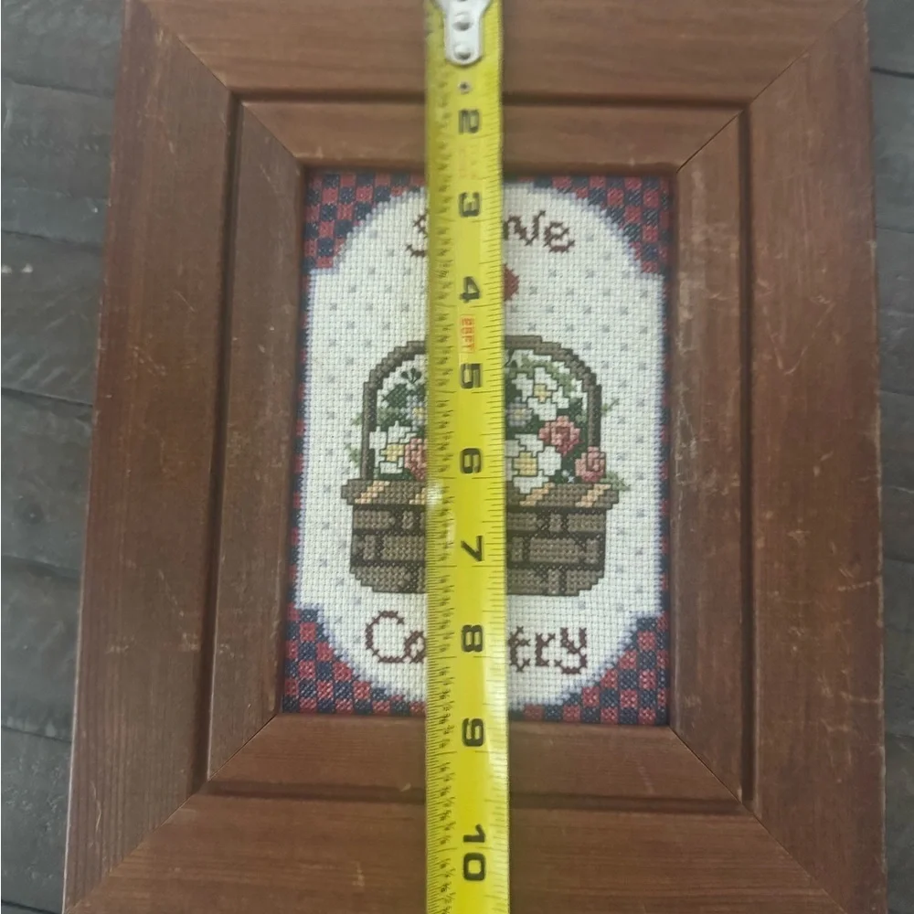 Rustic Brown Framed Country Cross-Stitch Art